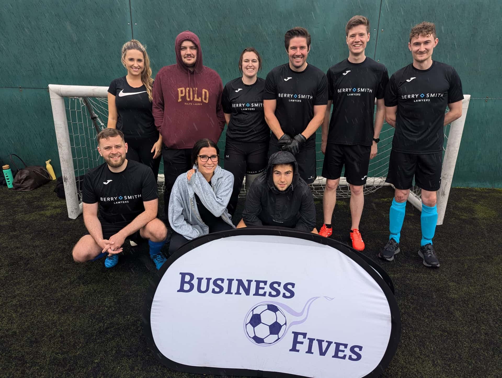 Corporate teams gathered at a Business Fives event at Gôl Centres Cardiff