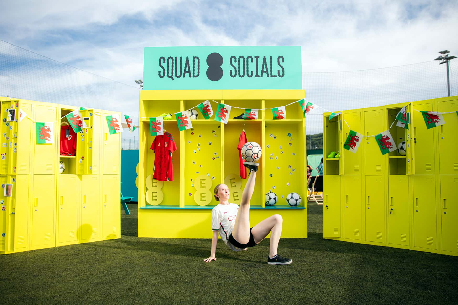 EE Squad Socials activation on the pitches at Gôl Centres Cardiff